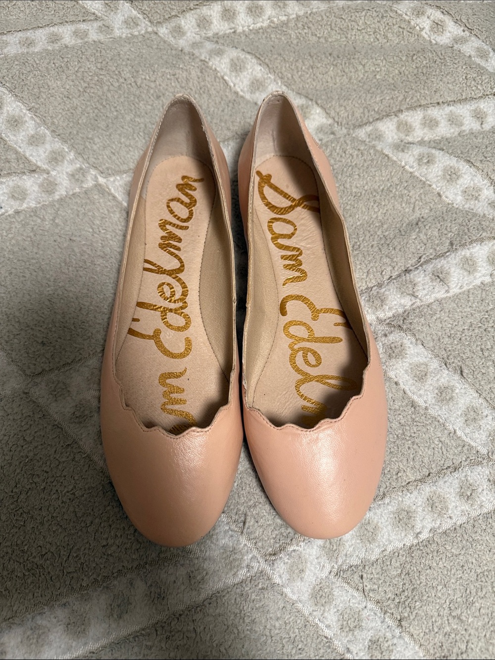 Sam Edelman Blush Scalloped Leather Ballet Flats